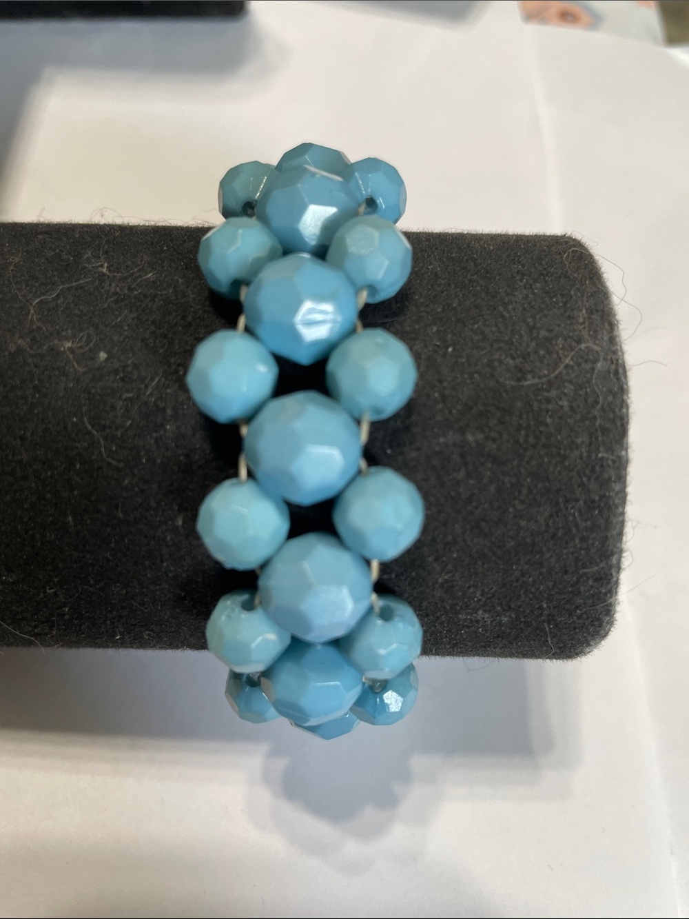 Turquoise Blue Faceted Bead Stretch Bracelet